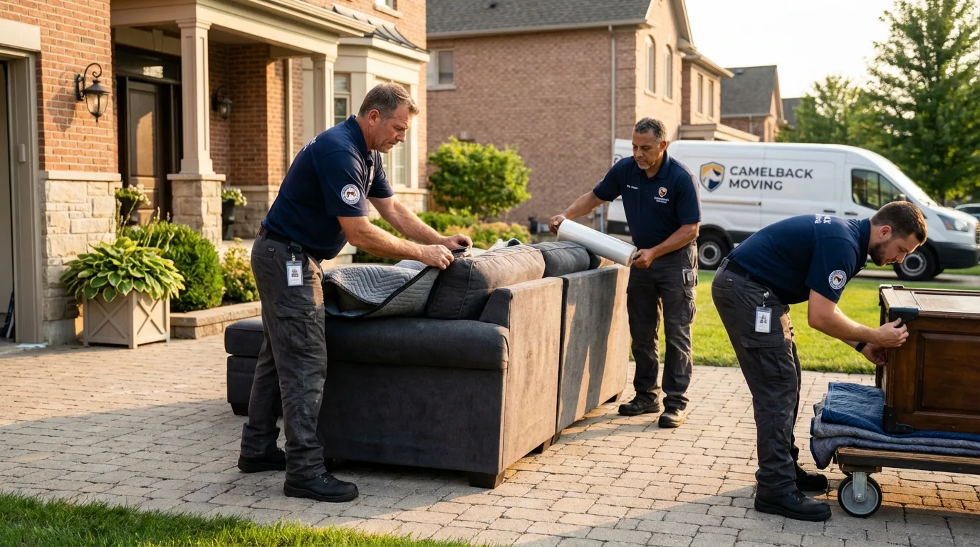 Large estate moving crew wrapping furniture in Montpelier, IN